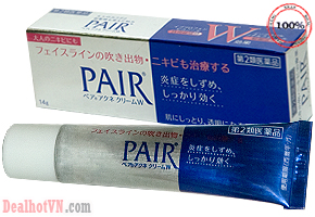 Kem trị mụn Pair Acne W Cream 24g – hàng chính hãng Nhật Bản chuyên đặc trị các loại mụn trứng cá, mụn bọc, mụn viêm hiệu quả ngay sau 2-3 ngày sử dụng, kháng viêm, an toàn cho nhiều loại da và ngăn ngừa mụn trở lại. Giá 180.000đ.